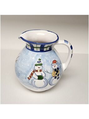Mesa International Ceramic Stoneware Snowman Carafe Pitcher Signed Hungary